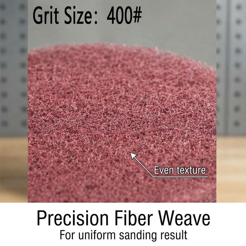 JUNLIXN 4 Inch 400 Grit Drill Brush Scrubber Scouring Pads, 20 Pcs Hook & Loop Power Scrubber Scour Pad for Rotary Tools, Random Orbital Sander (Red) - Image 4